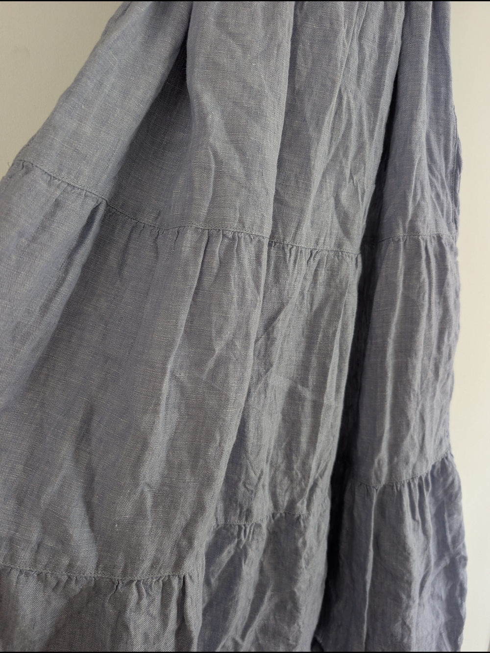 Light Blue Button-Down Linen Maxi Dress with Tie - Picture 5 of 5